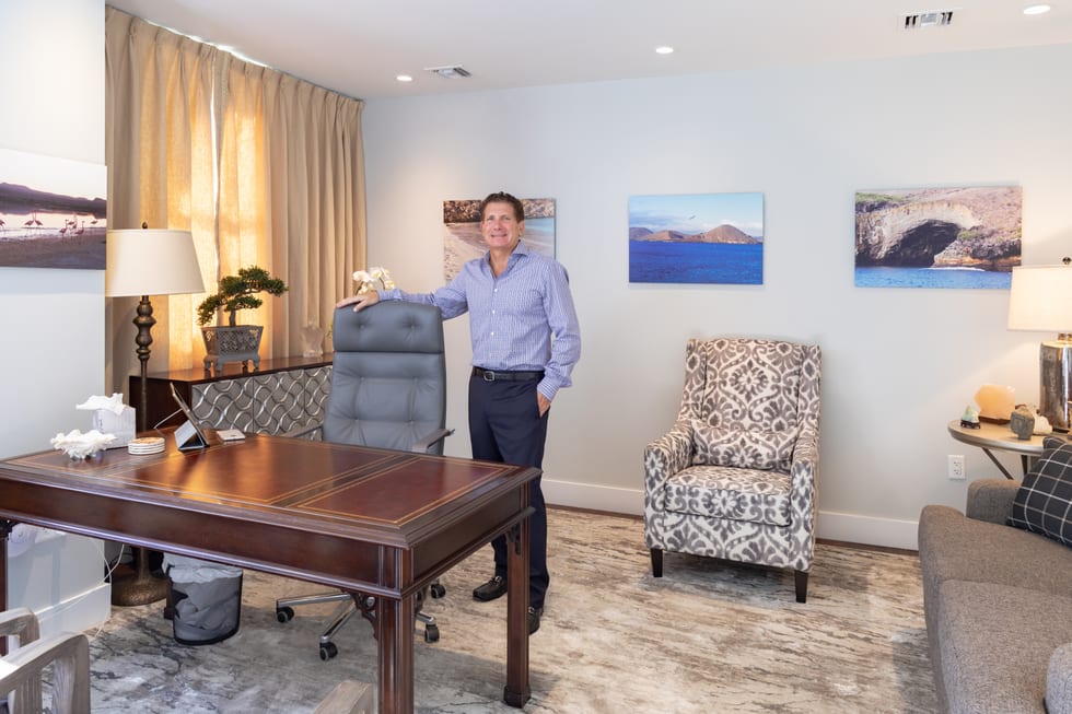 Dr. Mark Agresti in his Palm Beach office — a welcoming, private setting for psychiatric care